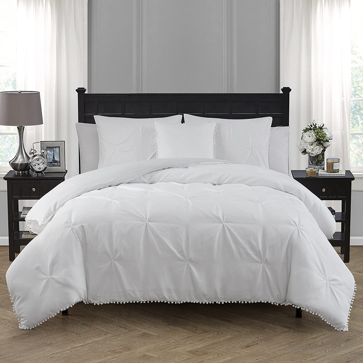 Price:$69.99 Collection Avalon Duvet Set, King, White : Home & Kitchen