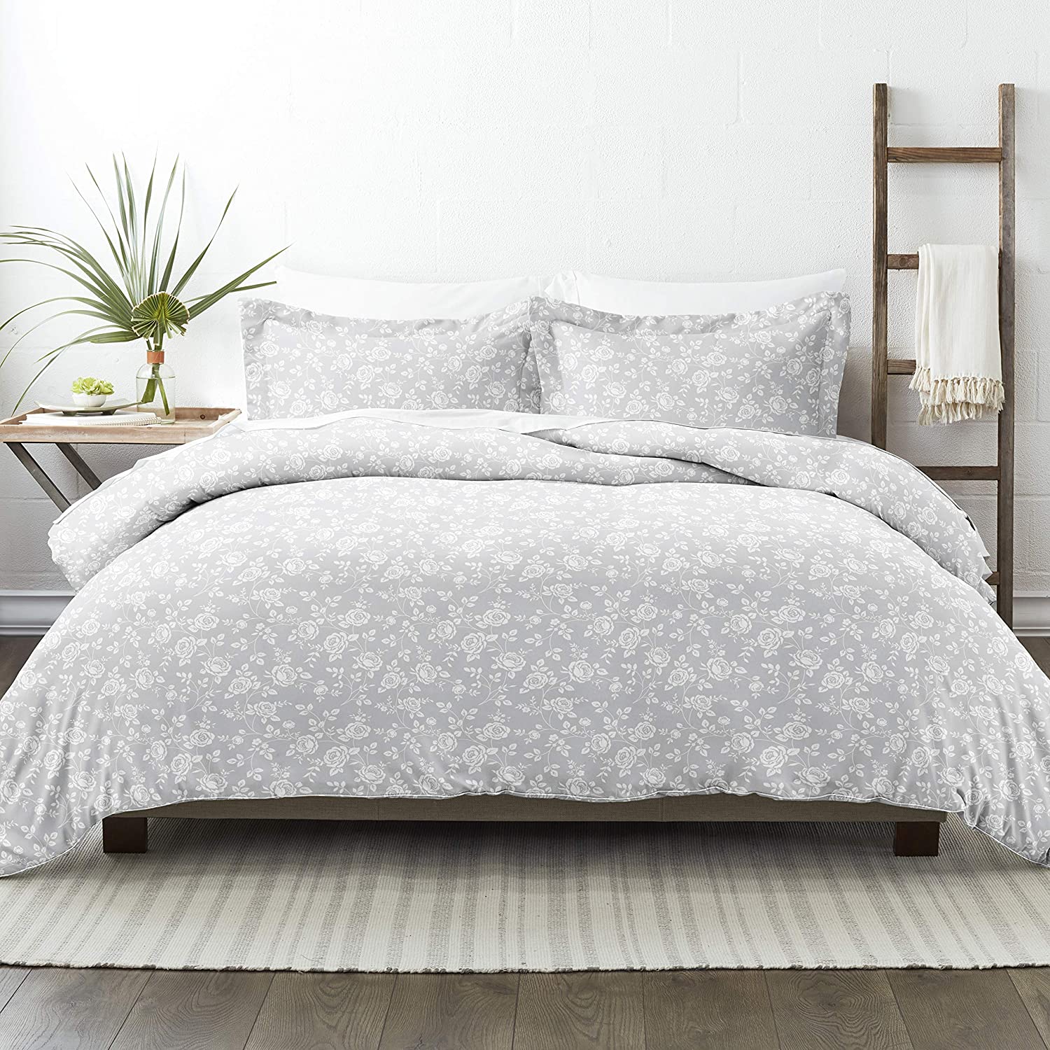 Price:$35.50 Soft Premium Rose Gray Pattern 3 Piece Duvet Cover Set : Home & Kitchen