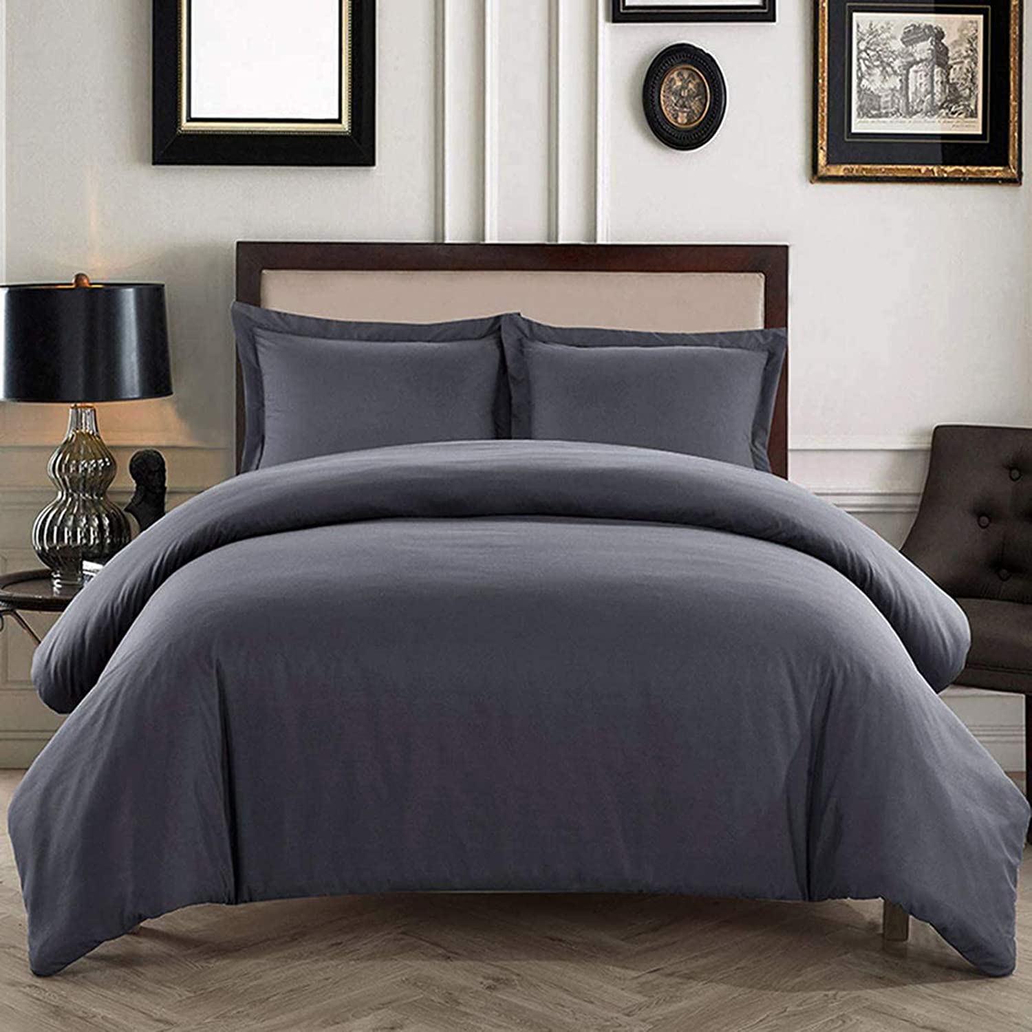 Price:$18.99 Duvet Cover - Duvet Cover King Set Bedding Comforter Cover with Corner Ties Zipper Closure (Gray, King) : Everything Else