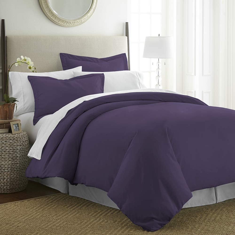 Price:$26.64 Home Hotel Collection Soft Brushed Microfiber Duvet Cover Set, King, Purple : Home & Kitchen