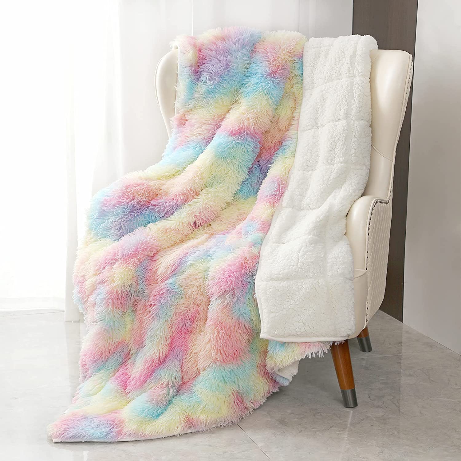 Price:$120.00 Faux Fur Weighted Blanket Bundle with Faux Fur Duvet Cover Sets : Home & Kitchen