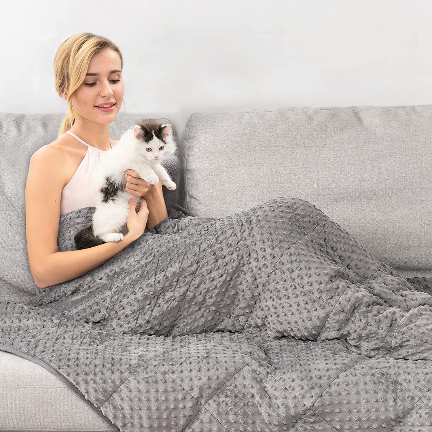 Price:$120.00 Minky Dot Weighted Blanket Bundle with Faux Fur Duvet Cover Sets : Home & Kitchen