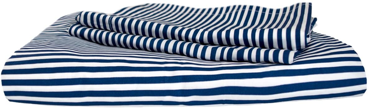 Price:$44.99 & Calm Exquisitely Dreamy Duvet Cover Set - Full/Queen (1 Duvet Cover, 2 Sham Covers) Navy Stripes on White Cool and Crisp Percale Luxury Bedding : Home & Kitchen