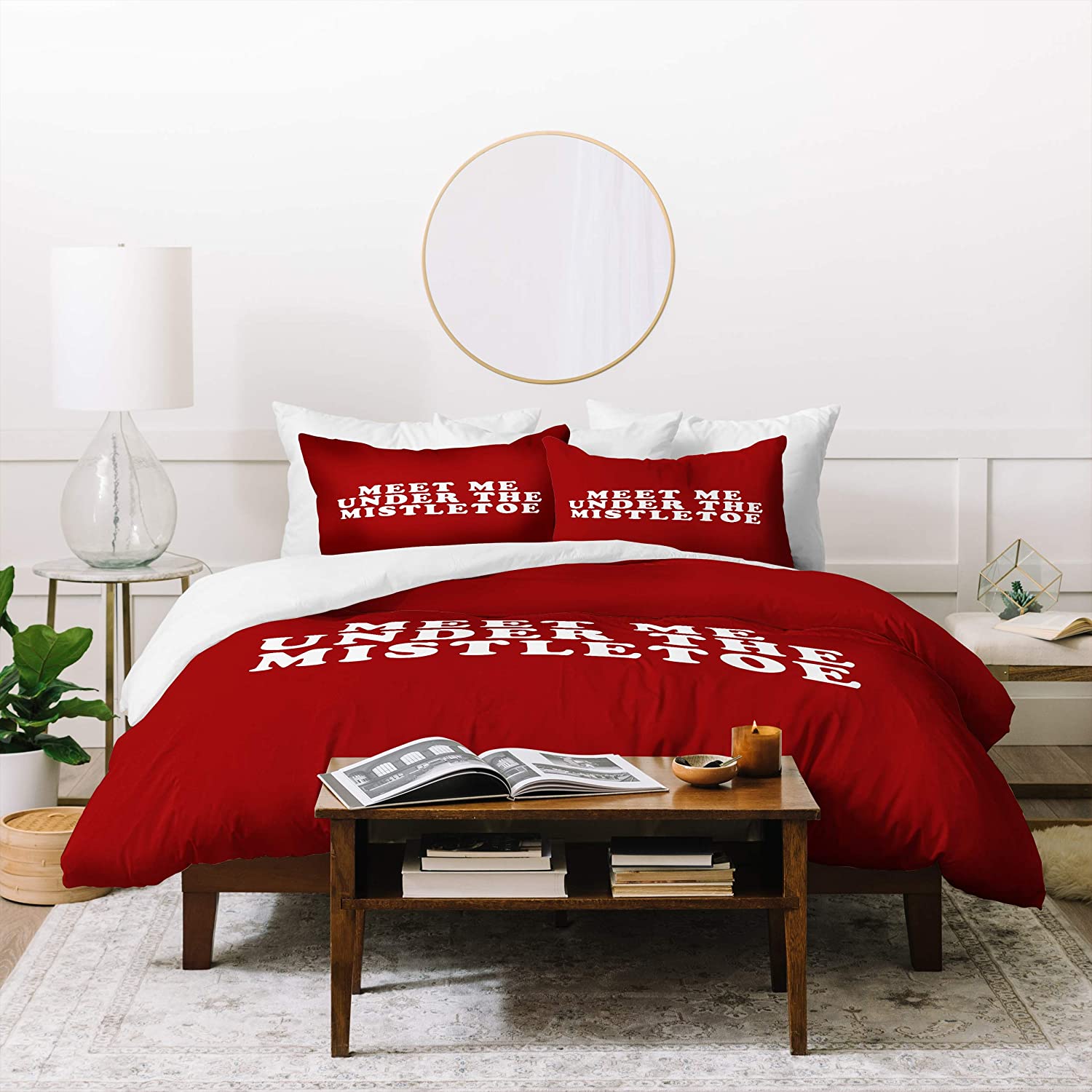 Price:$203.06 Designs Leah Flores Mistletoe Kiss Duvet Set with Two Pillow Shams, King, Red : Everything Else