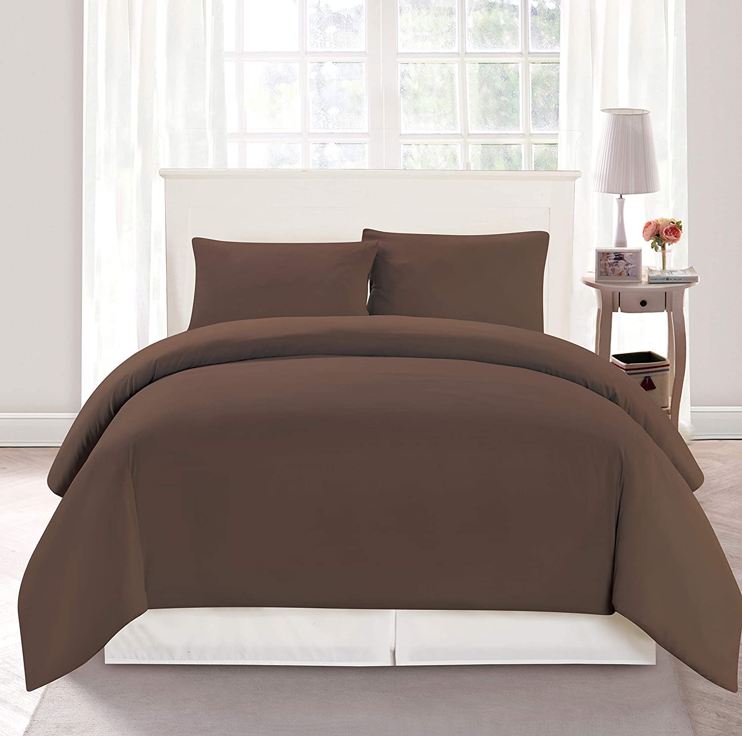 Price:$39.99 River Aiden Solid Duvet Set, Full/Queen, Chocolate : Home & Kitchen