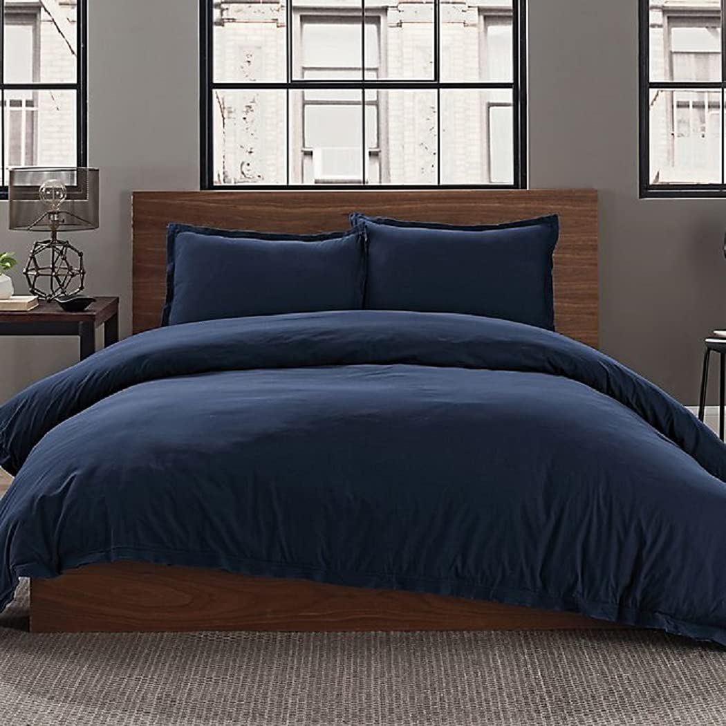 Price:$39.99 Washed Solid Twin/TwinXL Duvet Cover Set in Navy : Home & Kitchen