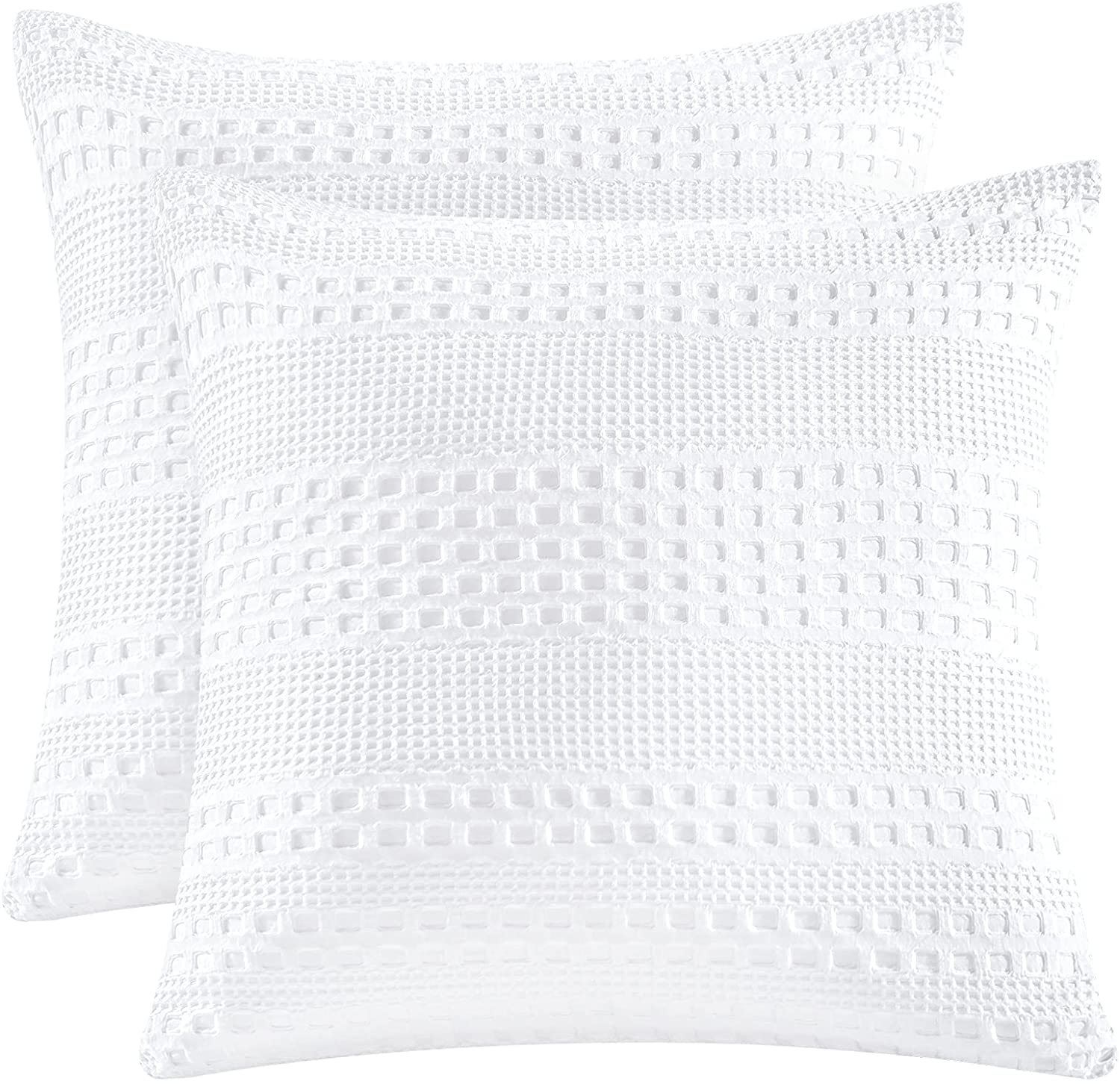 Price:$28.99 100% Cotton Waffle Weave Euro Shams 26" x 26", 2 Pack Elegant Home Decorative Euro Throw Pillow Covers for Bed Couch Sofa, White : Home & Kitchen