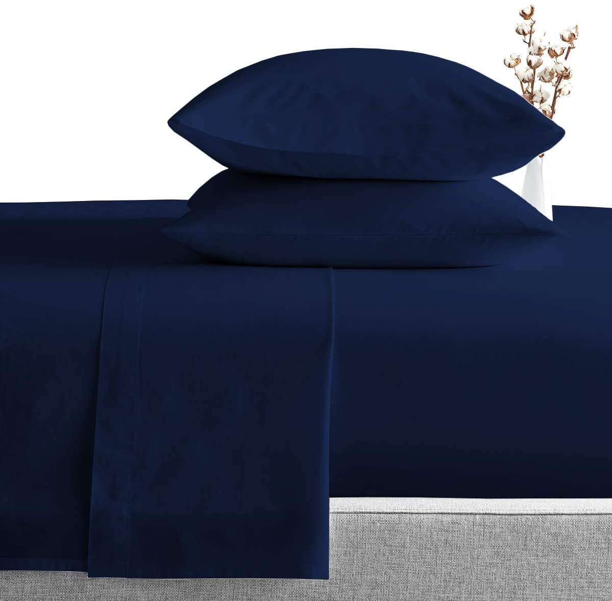 Price:$44.99 bedding Queen Bed Sheets 600 Thread Count Soft & Smooth Egyptian Cotton 4 Piece Sheet Set for Queen Mattress Navy Blue Solid : Home & Kitchen