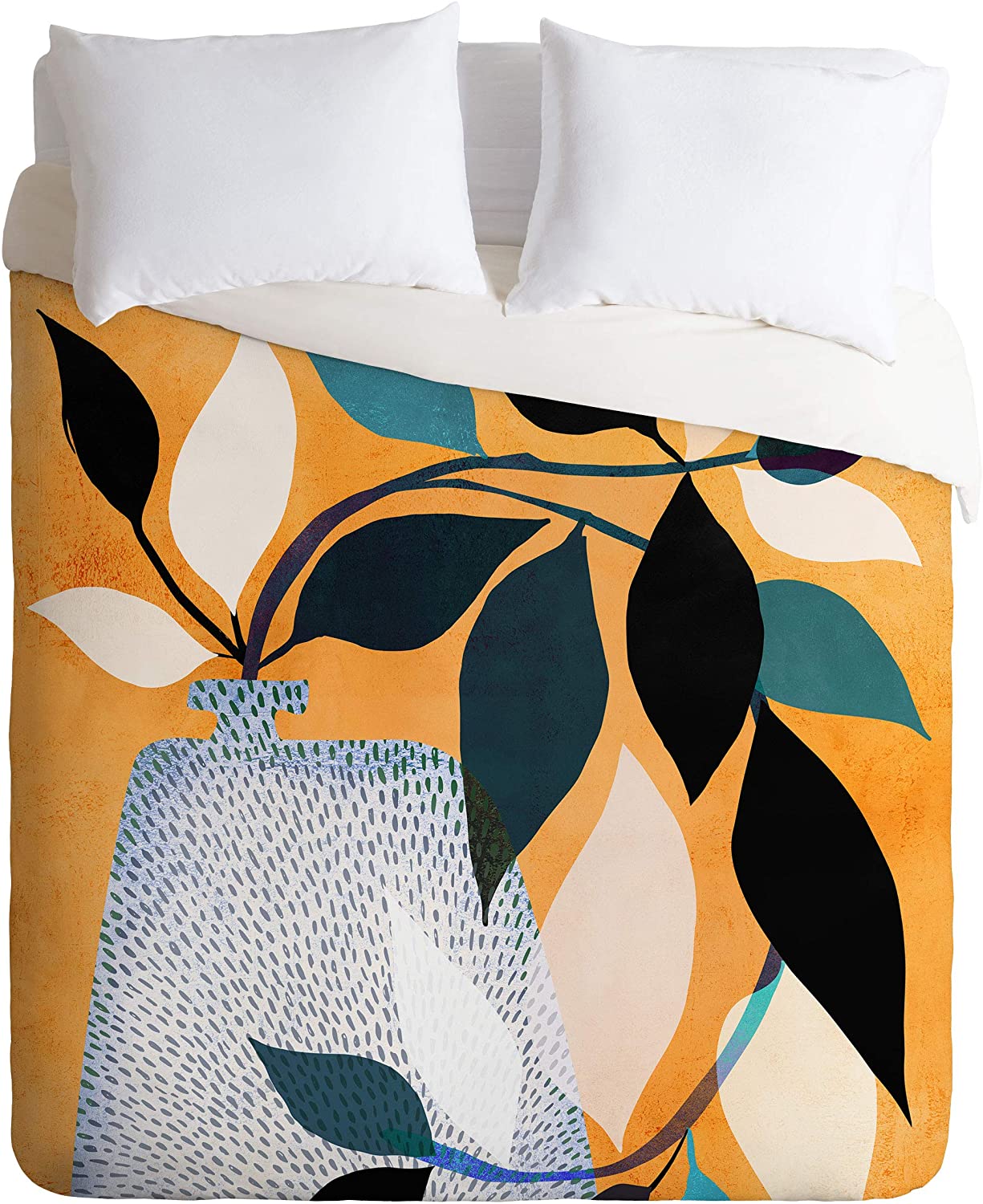 Price:$170.80 Modern Tropical Ivy in The Courtyard King Duvet Cover and 2 Pillow Shams Set, Multi : Home & Kitchen