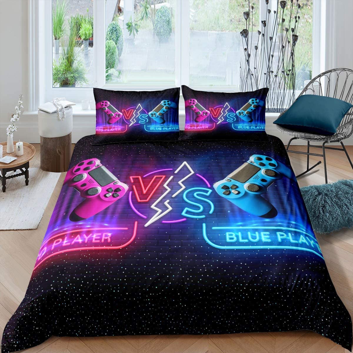 Price:$29.99 Game Comforter Cover Set Game Player Battle Duvet Cover for Kids Boys Teens Blue Red Video Game Gamepad Bedding Set Game Controller Bedspread Cover Bedroom Collection 2Pcs Twin Size : Home & Kitchen