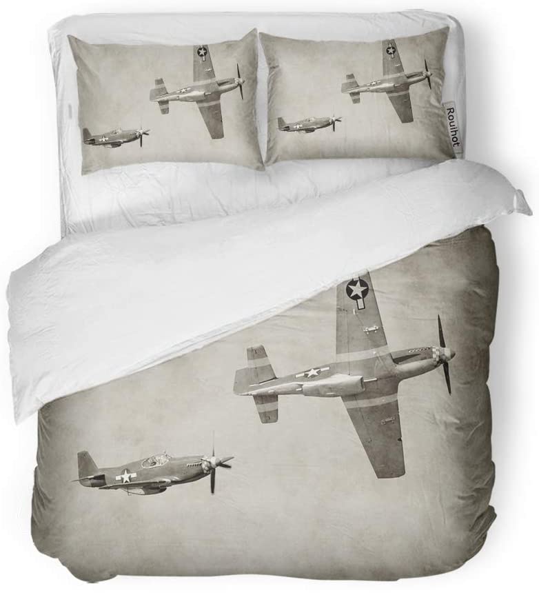 Price:$85.90 Duvet Cover Set Queen/Full Size Ww2 World War Ii Fighter Airplanes in Flight Second 3 Piece Microfiber Fabric Decor Bedding Sets for Bedroom : Home & Kitchen