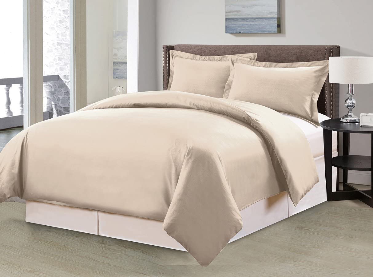 Price:$19.21 Linen 1500 Thread Count Egyptian Quality Solid Duvet Cover Set, 3pc Luxury Soft (King, Khaki) : Home & Kitchen