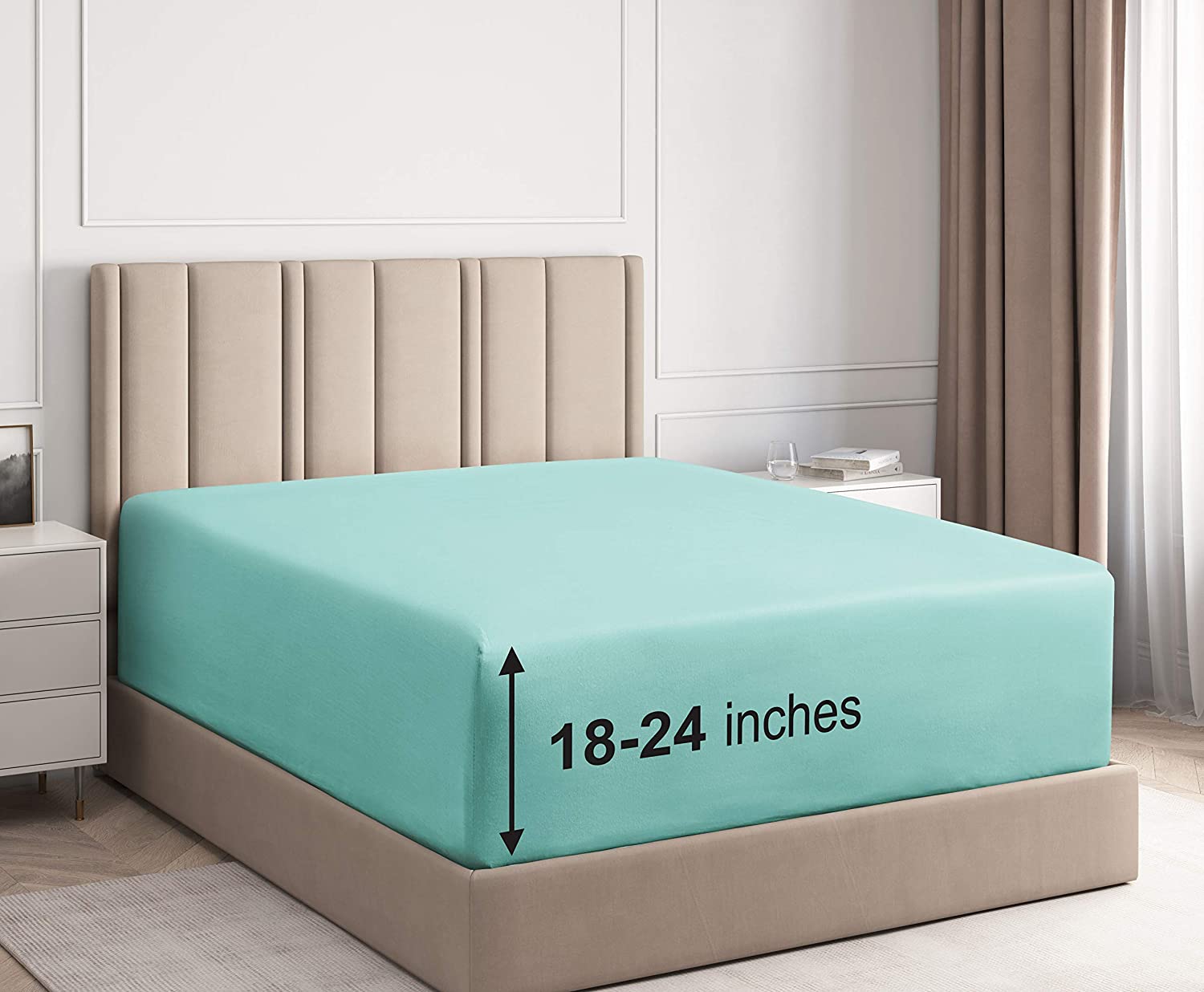 Price:$24.99 Deep Pocket Fitted Sheet - Single Fitted Sheet Only - Deep Pockets King Size Sheets - Fits 18 In to 24 In Mattress - Deep King Fitted Sheet - Deep Pockets that Actually Fits Mattress : Home & Kitchen
