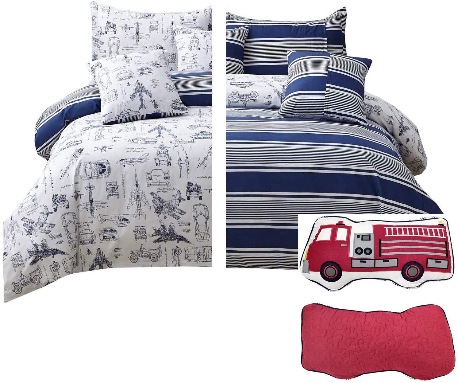 Price:$104.90 Boys Duvet Cover Set Twin Size Cars Tank Helicopter Aircraft Military 100% Cotton 4-Piece : Home & Kitchen