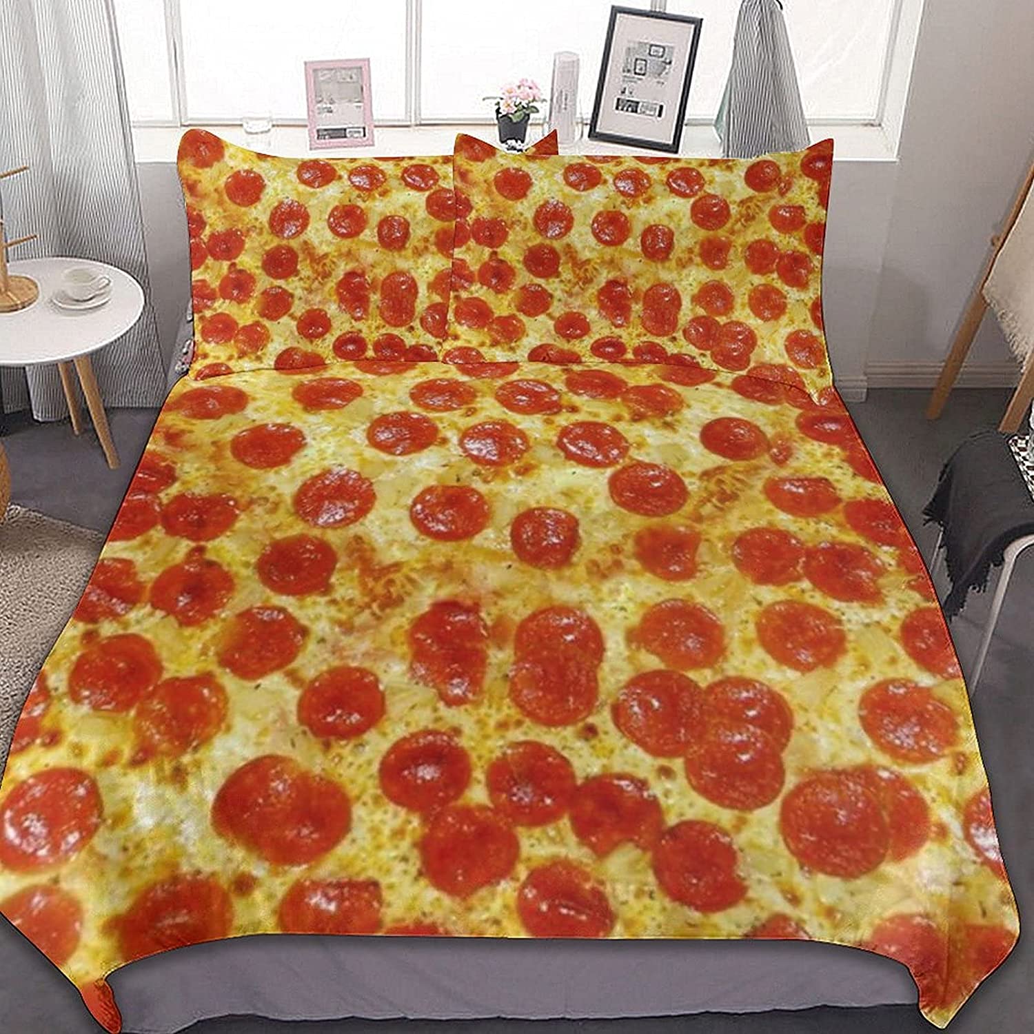 Price:$50.69 Food Pepperoni Bedding Sets Quilt Set Lightweight Duvet Coverlet Set Cover Set for All Season 3 Pieces Queen/Twin Size（1 Quilt Cover + 2 Pillowcases） 90"x90" : Home & Kitchen
