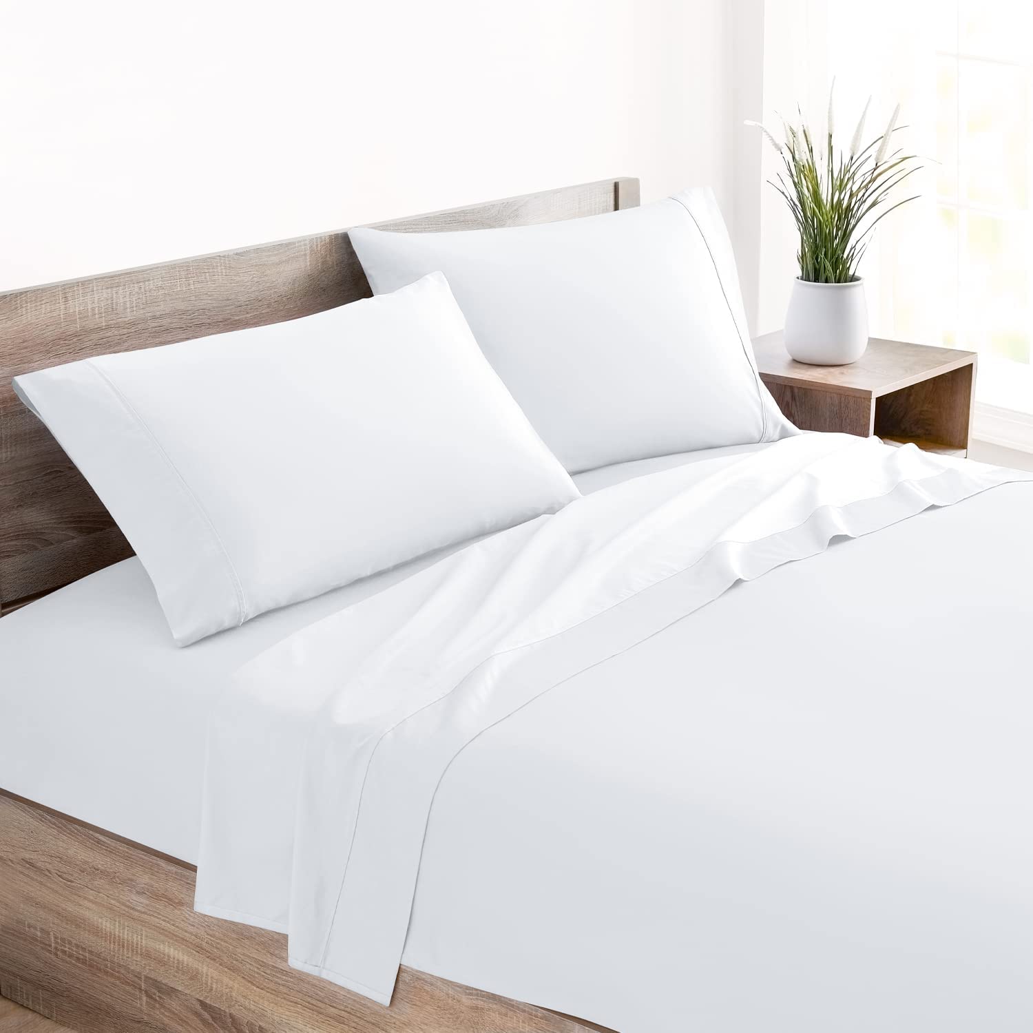 Price:$64.97 100% Cotton Sheets - 400 TC King Size Bedding Sets - Sheets for King Size Bed - 4 Piece White Sheets King & King Pillow Cases Set - White King Sheets - Fits Mattress up to 16" (King, White) : Everything Else