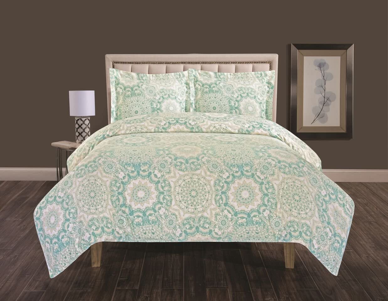Price:$47.20 Home Products Radial T300 Cotton Print Duvet Sets, King, Aqua : Home & Kitchen