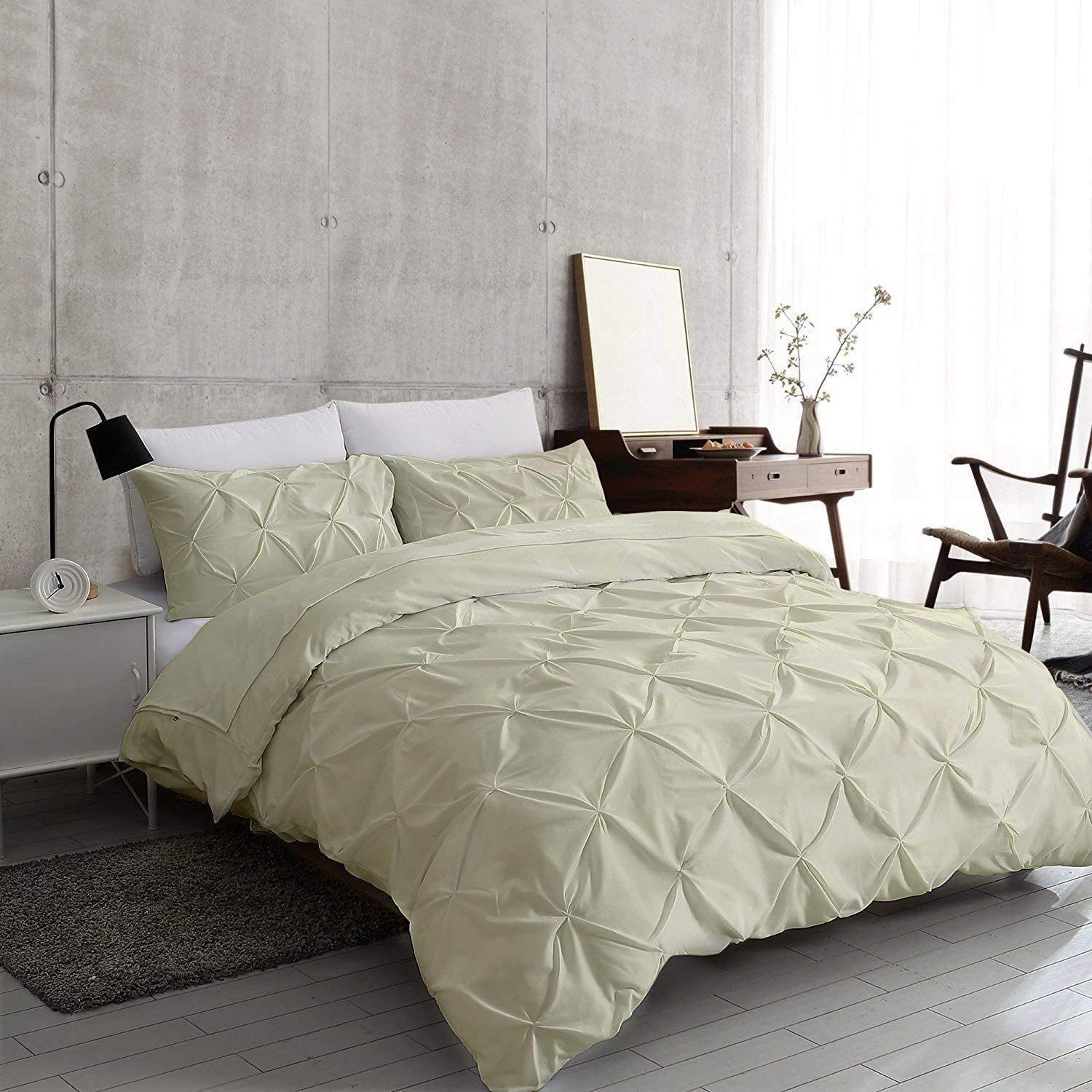 Price:$39.99 Piece Pintuck Duvet Cover Set with Two Pillowshams, King Size Ivory {104" x 90" Duvet Cover, 20" x 40" Pillow Shams}. : Home & Kitchen