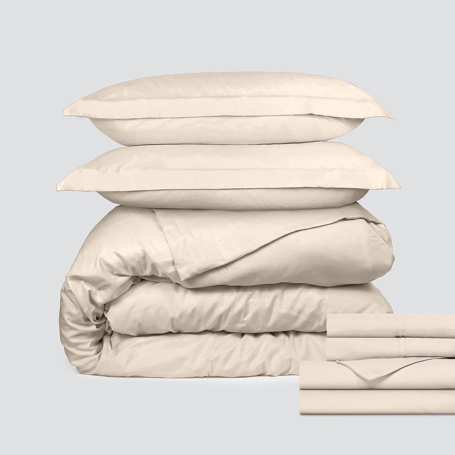Price:$36.55 Classic Microfiber Bedding Bundle - 4 Piece Sheet Set (King, Light Beige) & 3 Piece Microfiber Duvet Set (King, Light Beige) : Home & Kitchen