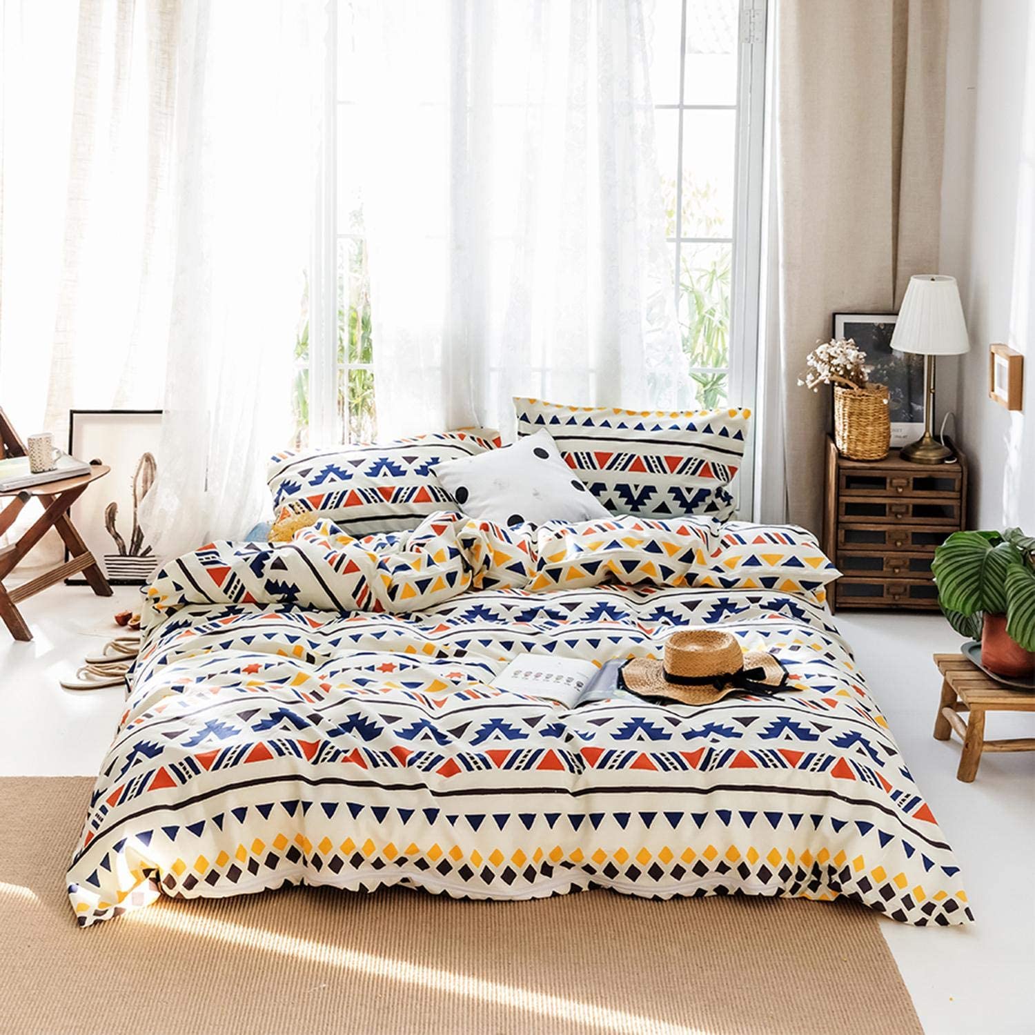 Price:$58.00 Dream Duvet Cover Set Cotton 3 Piece Bohemia Colorful Bedding Sets Queen Size for Kid Children : Home & Kitchen