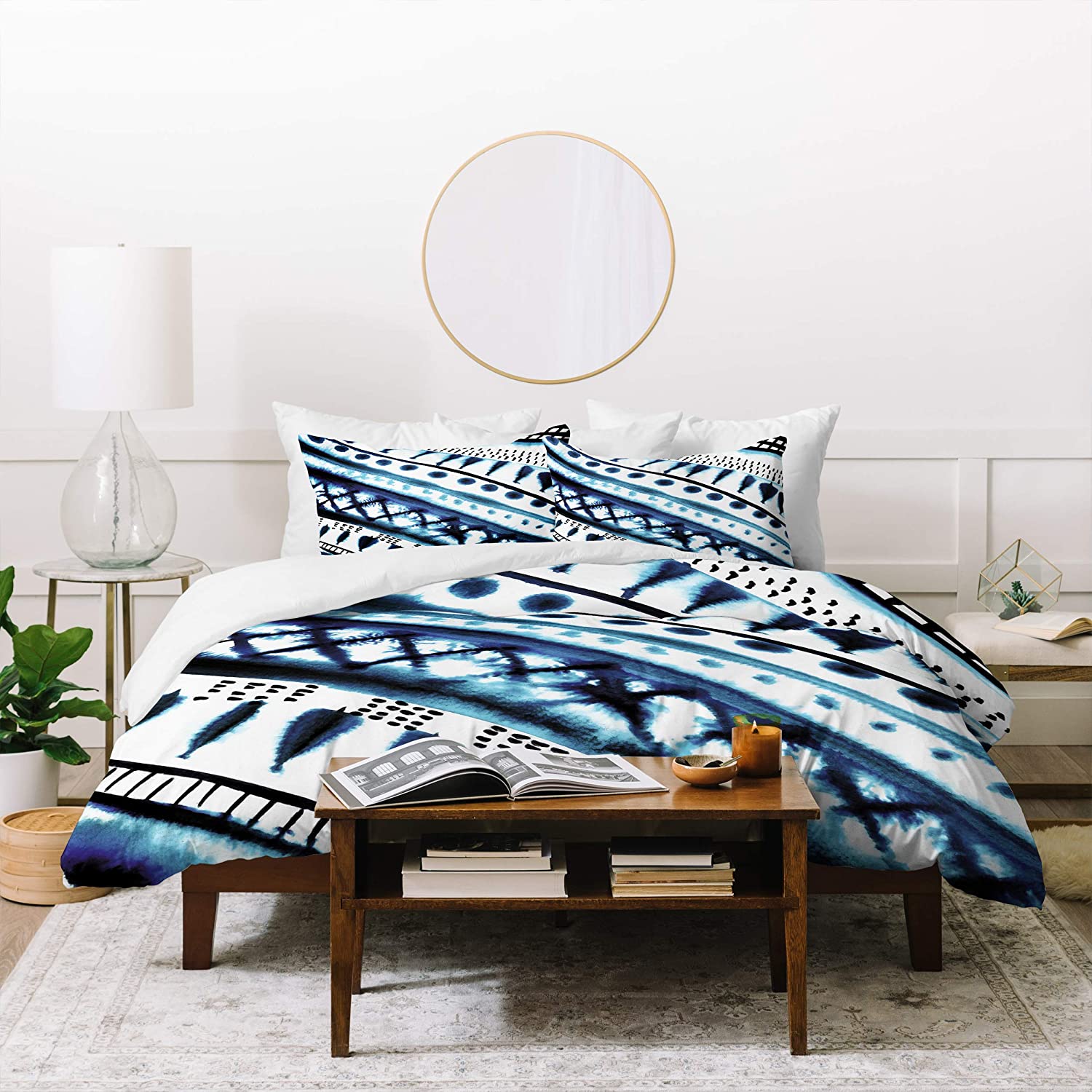 Price:$203.06 Designs Amy Sia Indigo Stripe Duvet Set with Two Pillow Shams, King, Blue : Home & Kitchen
