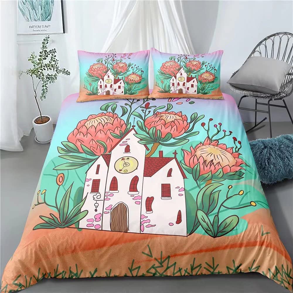 Price:$42.99 Floral Duvet Cover Set Flower Hotel Bedding Sets Comforter Cover with Soft Lightweight Microfiber 1 Duvet Cover and 2 Pillowcases 1-01T : Home & Kitchen