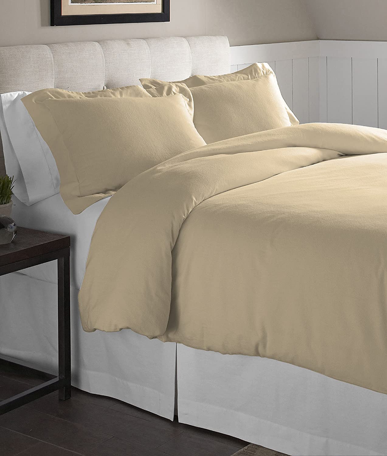 Price:$68.99 Flannel Oversized Duvet Set, King, Marzipan : Home & Kitchen