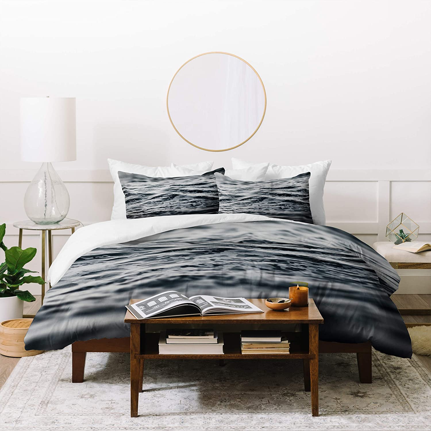 Price:$202.90 Designs Leah Flores Ocean Magic Duvet Set with Two Pillow Shams, King, Black & White : Everything Else