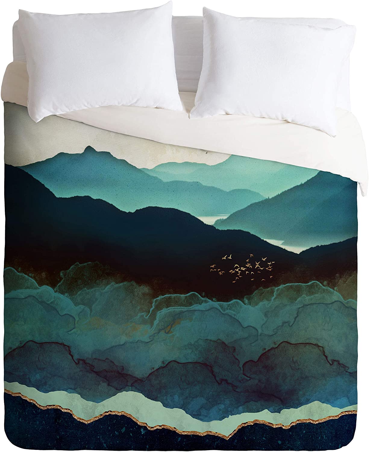 Price:$149.00 SpaceFrogDesigns Indigo Mountains Duvet Cover Set, 88" x 88", Pillowcases: 30" x 20”, Multi : Home & Kitchen