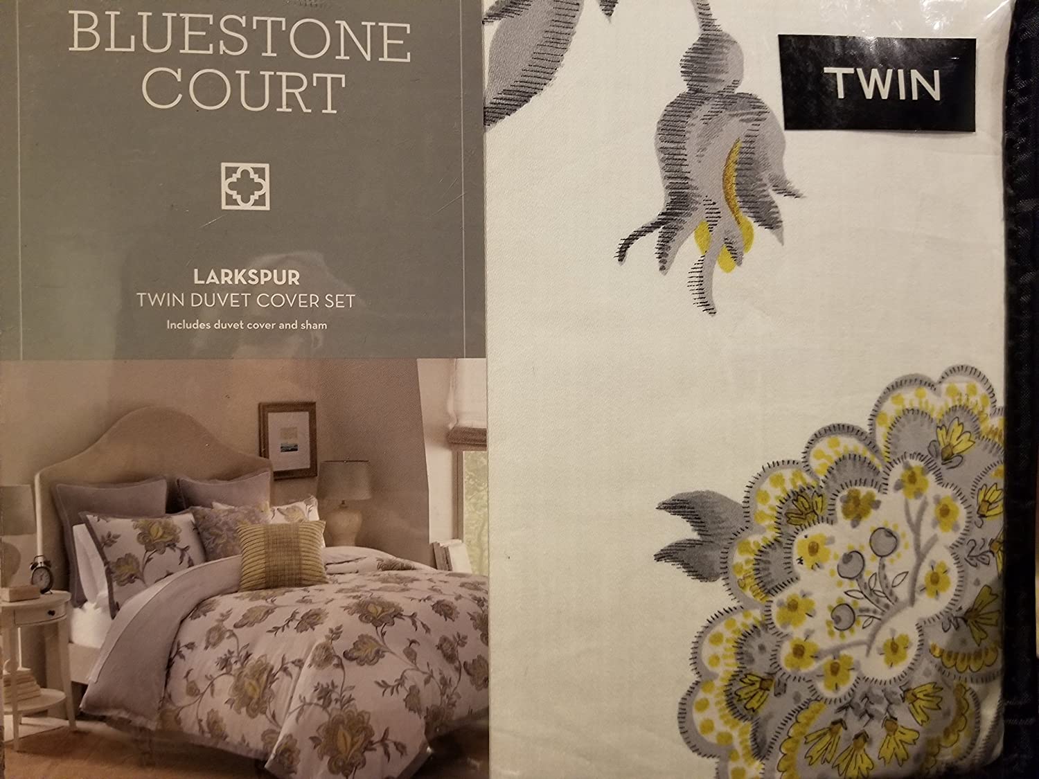 Price:$119.99 Stone Court Larkspur Twin Duvet Cover Set in Grey/White : Home & Kitchen