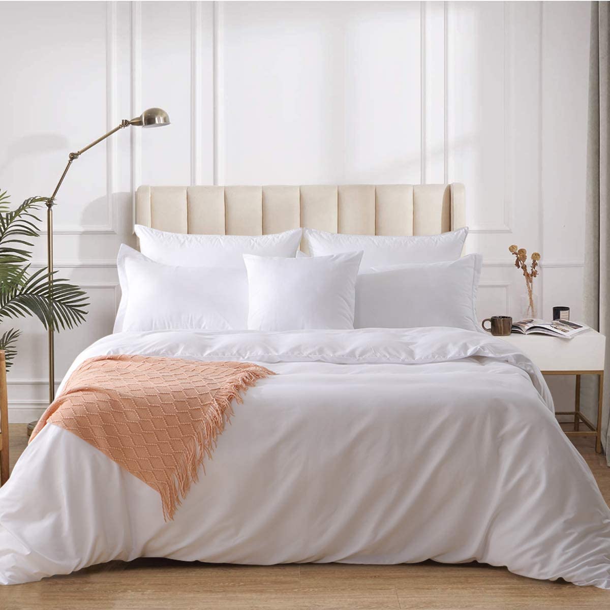 Price:$22.99 2 Pieces White Duvet Cover Set - Ultra Soft Brushed Microfiber with Bottom Zipper Closure and Corner Ties - Twin 68"x90" : Home & Kitchen