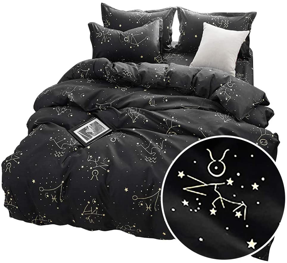 Price:$75.99 Mysterious Constellation Duvet Cover Twin Size and Stars Beding Set Queen Size with Bed Sheet for Bedroom Decor : Home & Kitchen