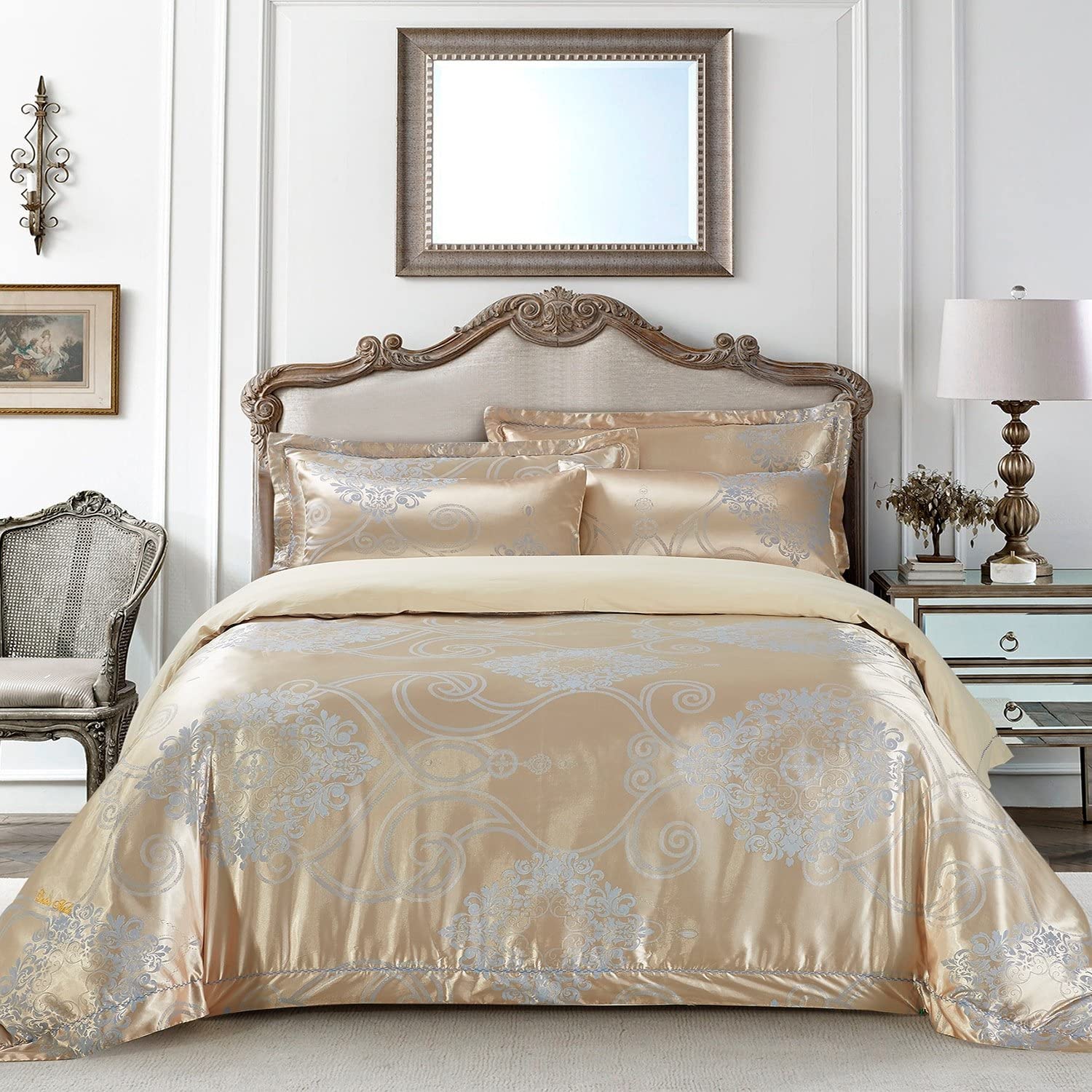 Price:$109.21 Dolce Mela Bedding - Verona, Luxury Jacquard Queen Size Duvet Cover Set : Home & Kitchen