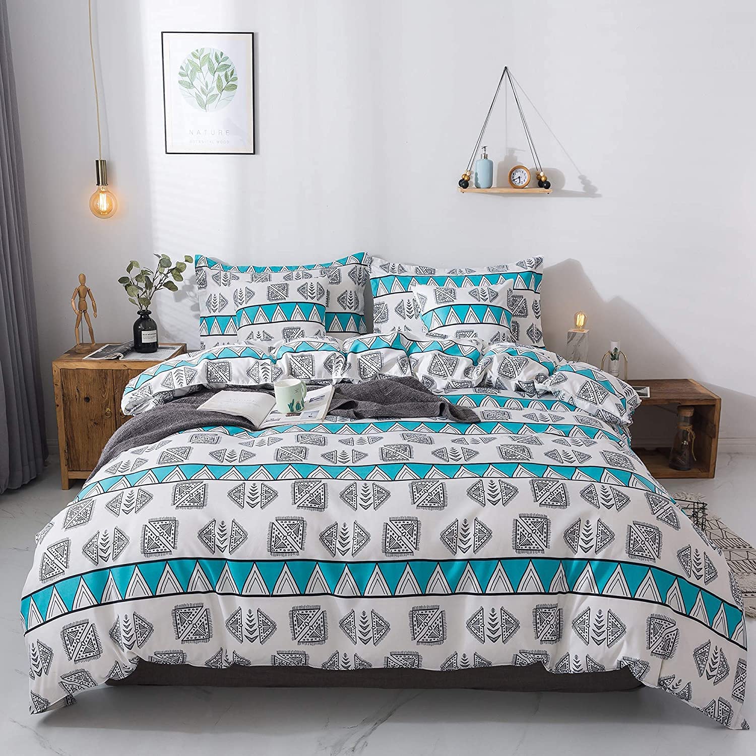 Price:$55.00 4 Piece Duvet Cover Set-Spring Bedding Egyptian Quality Ultra Silky Soft Premium Bedding Collection –Zipper Ties-Queen Size Blue : Home & Kitchen