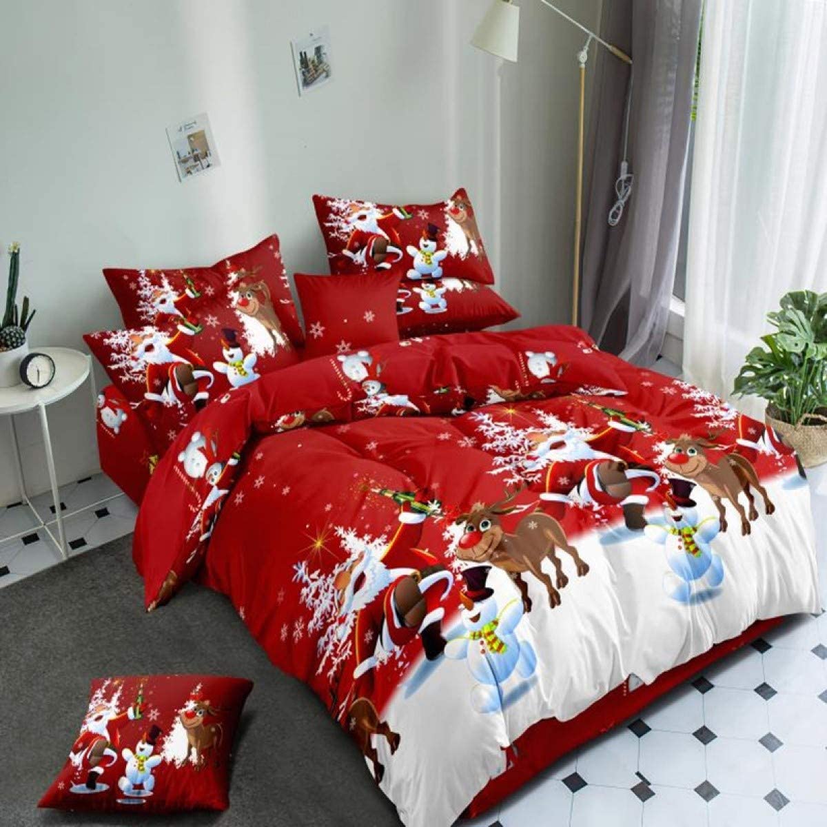 Price:$29.99 3D Bedding Sets Duvet Cover Home Textile Red Winter Christmas Pattern Series Bed Sheet (200 × 230 cm (3PCS)) : Home & Kitchen