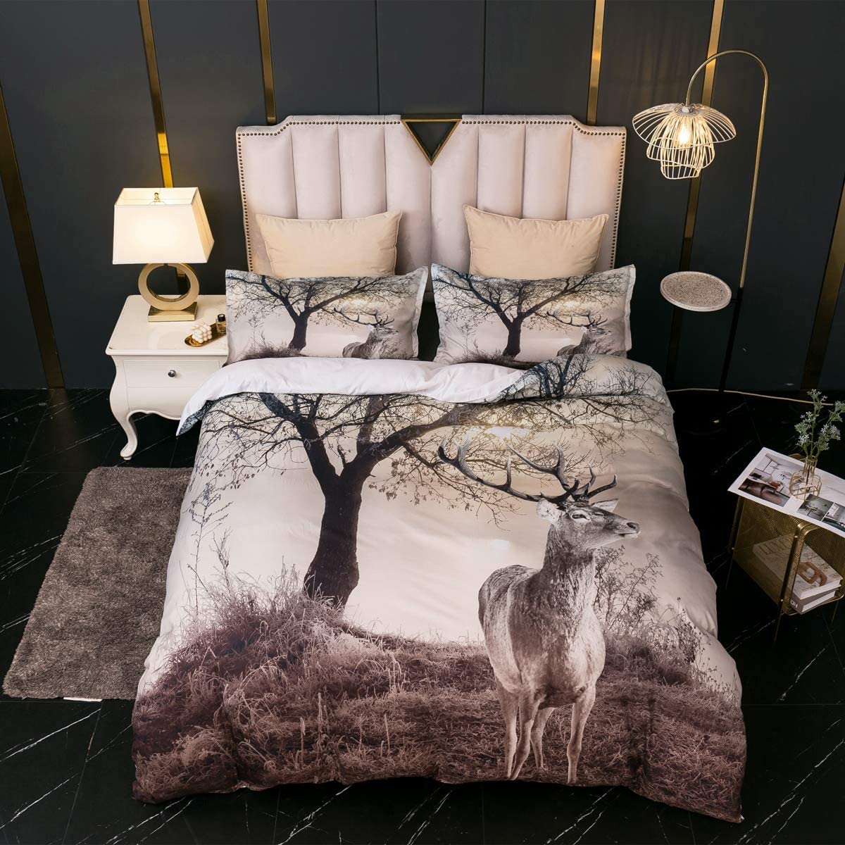 Price:$31.00 Print Duvet Cover Set, ELK Twin Microfiber GSM90 Sets 3 Pieces (1 Duvet Cover + 2 Pillow Shams) : Home & Kitchen