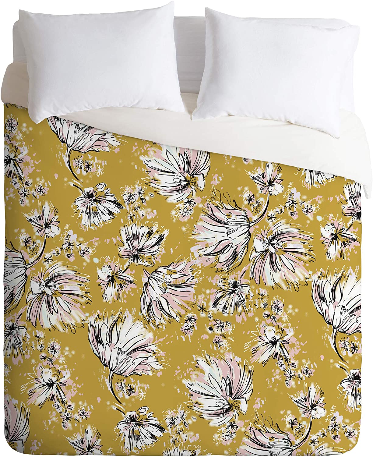 Price:$129.00 64589-dvwset Pattern State Floral Meadow Duvet Set with Pillowcase(s), Twin/XL, Yellow : Home & Kitchen