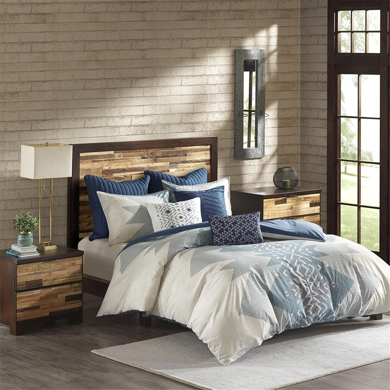 Price:$95.99 Nova Full/Queen Size Ivory, Geometric – 3 Pieces Bedding Sets – 100% Cotton Bedroom Comforters, (88"x92"), Geo Blue : Home & Kitchen