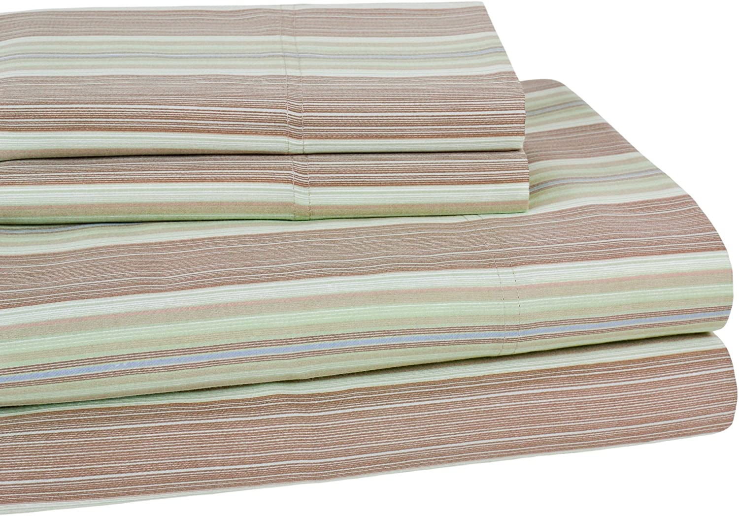Price:$34.21 Home 300 Thread Count Lindsey Stripe 100-Percent Cotton Sateen 3-Piece Sheet Set, Twin, Green : Home & Kitchen