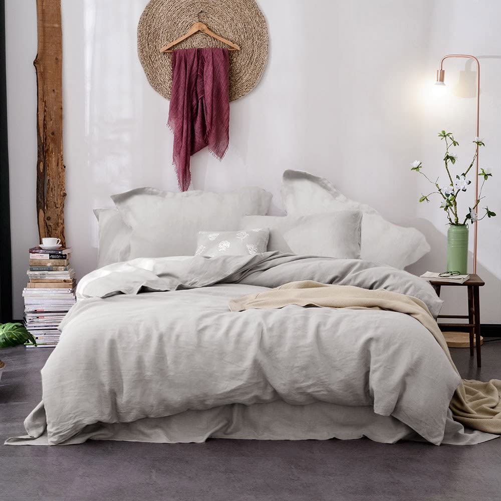 Price:$325.99 Linen Duvet Cover Set and Linen Sheet Set King Size Bundle Set : Home & Kitchen