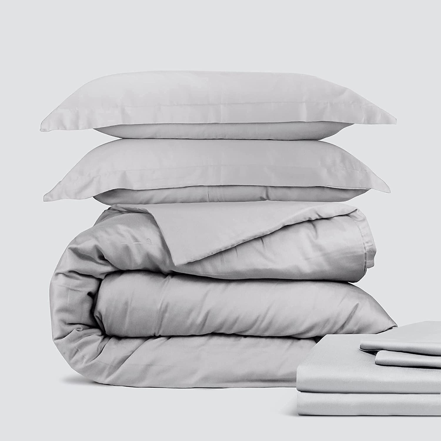 Price:$49.99 Classic Cotton Bedding Bundle - 3 Piece Duvet Set (Queen, Light Gray) & 4 Piece Sheet Set (Queen, Light Gray) : Home & Kitchen