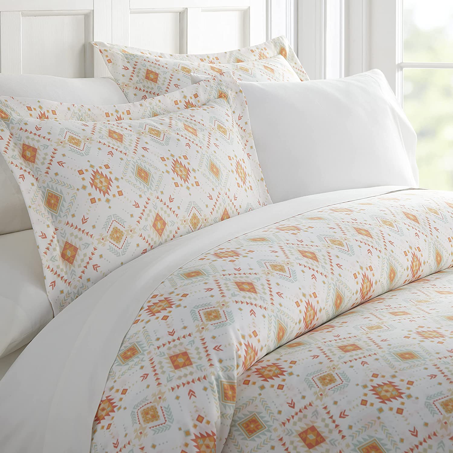 Price:$31.21 Market Premium 2 Piece Duvet Cover Set Patterned, Twin, Aztec Dreams Coral : Home & Kitchen