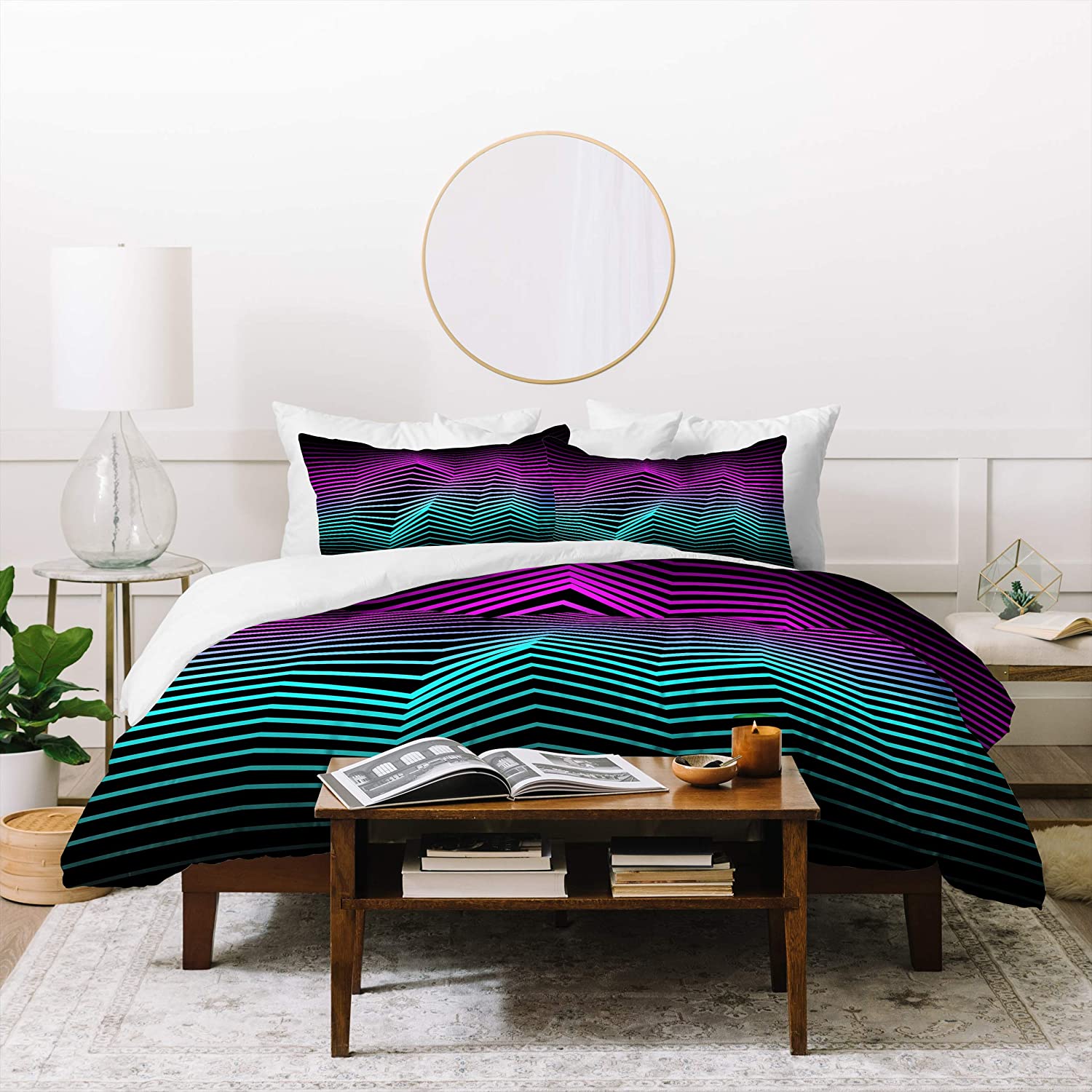 Price:$203.06 Designs Three of The Possessed Miami Nights Duvet Set with Two Pillow Shams, King, Multi : Home & Kitchen