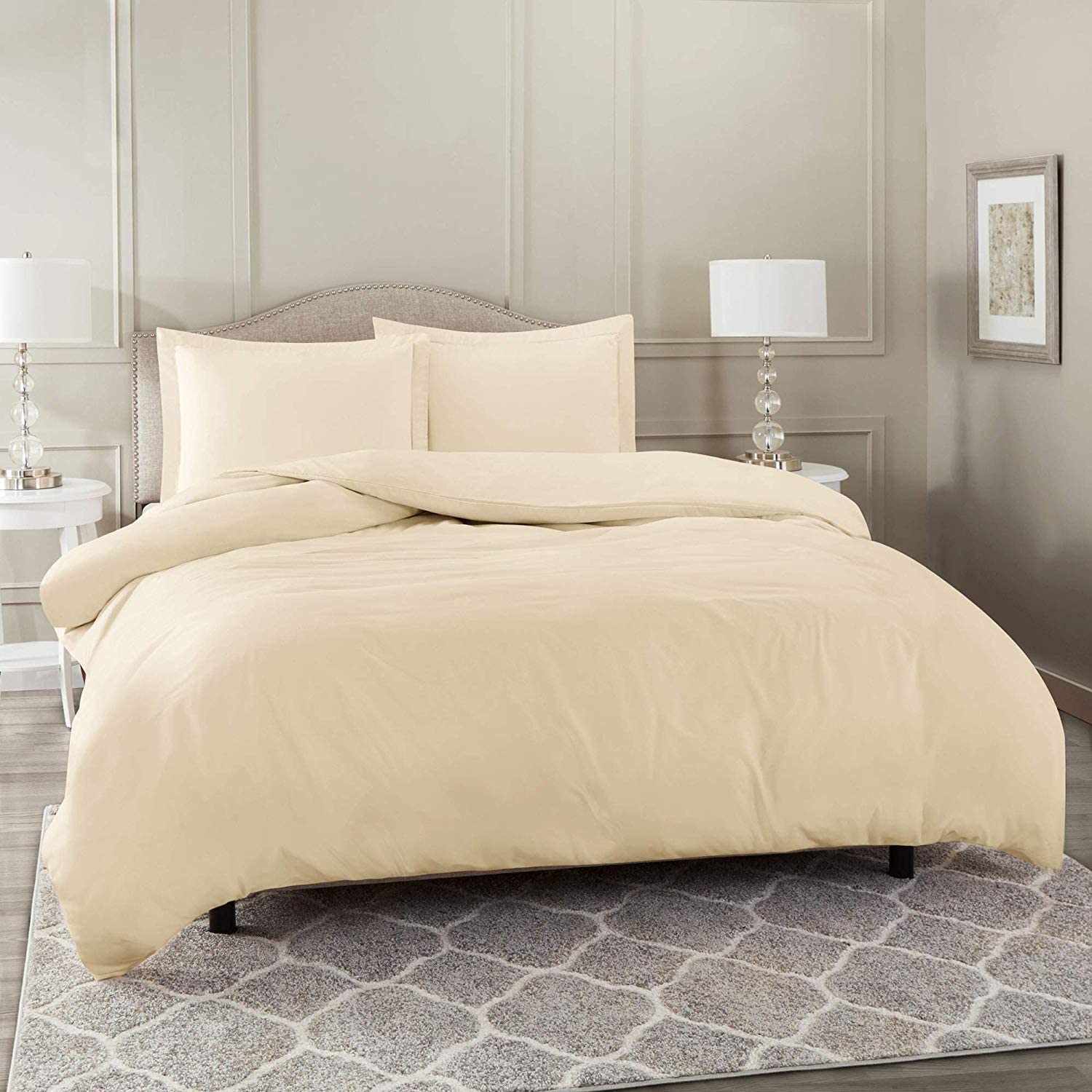 Price:$82.99 by Home Collection Ultra-Soft Luxurious 5-Pc Duvet Set (1 Duvet Cover + 4 Pillow Shams) Ivory Solid, Emperor - 98x 118 Egyptian Cotton 500-Thread Count : Home & Kitchen