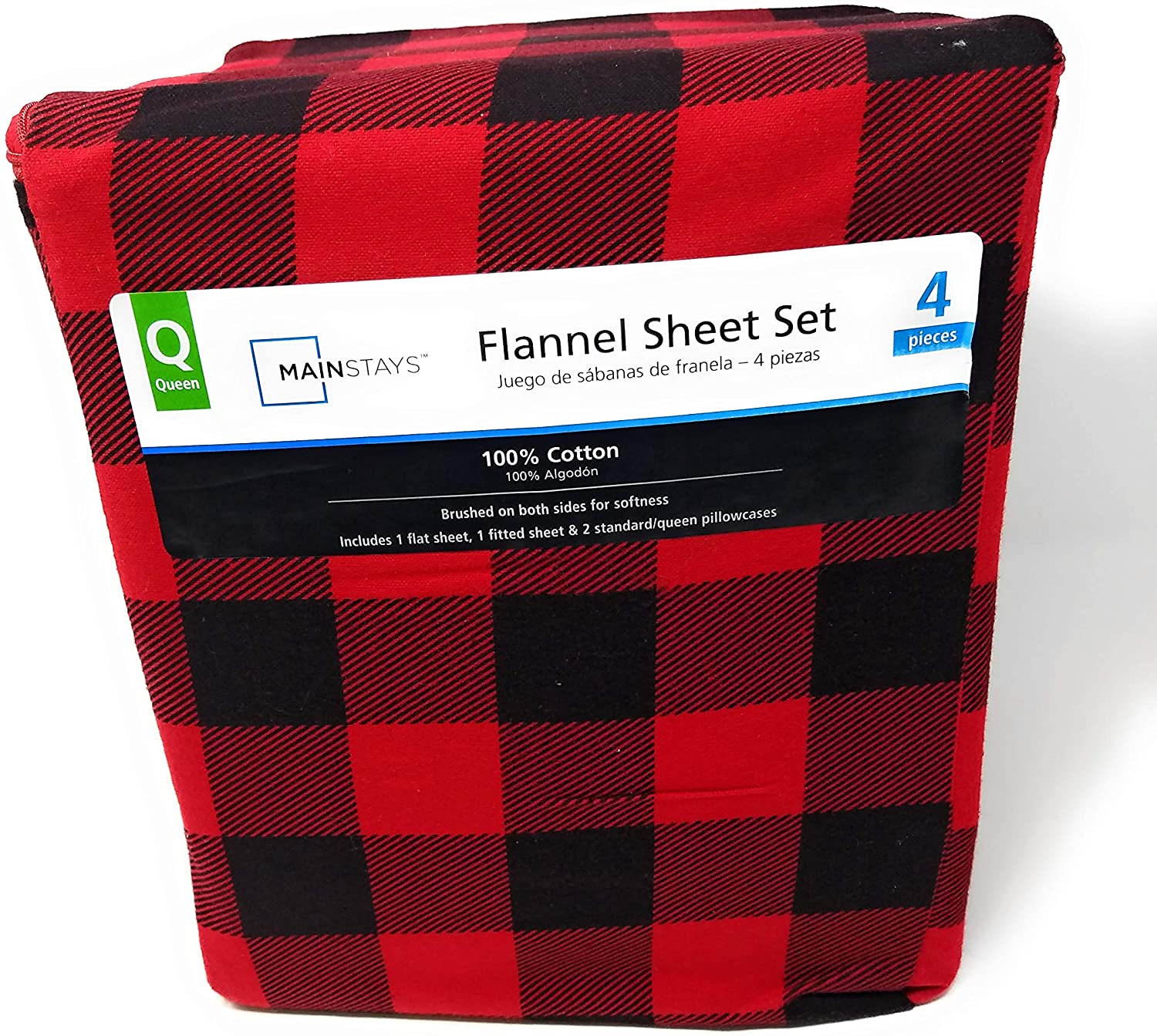 Price:$51.00 Flannel Sheet Set Queen, Red Plaid : Home & Kitchen