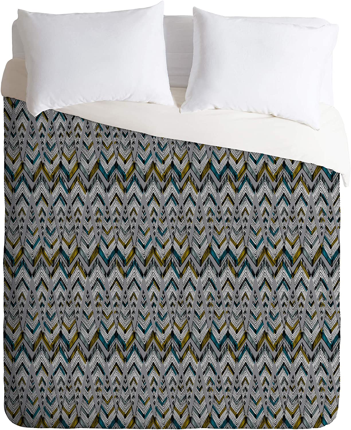 Price:$179.00 17465-dvqsek Pattern State Pyramid Line North Duvet Set with Pillowcase(s), King, Green : Home & Kitchen