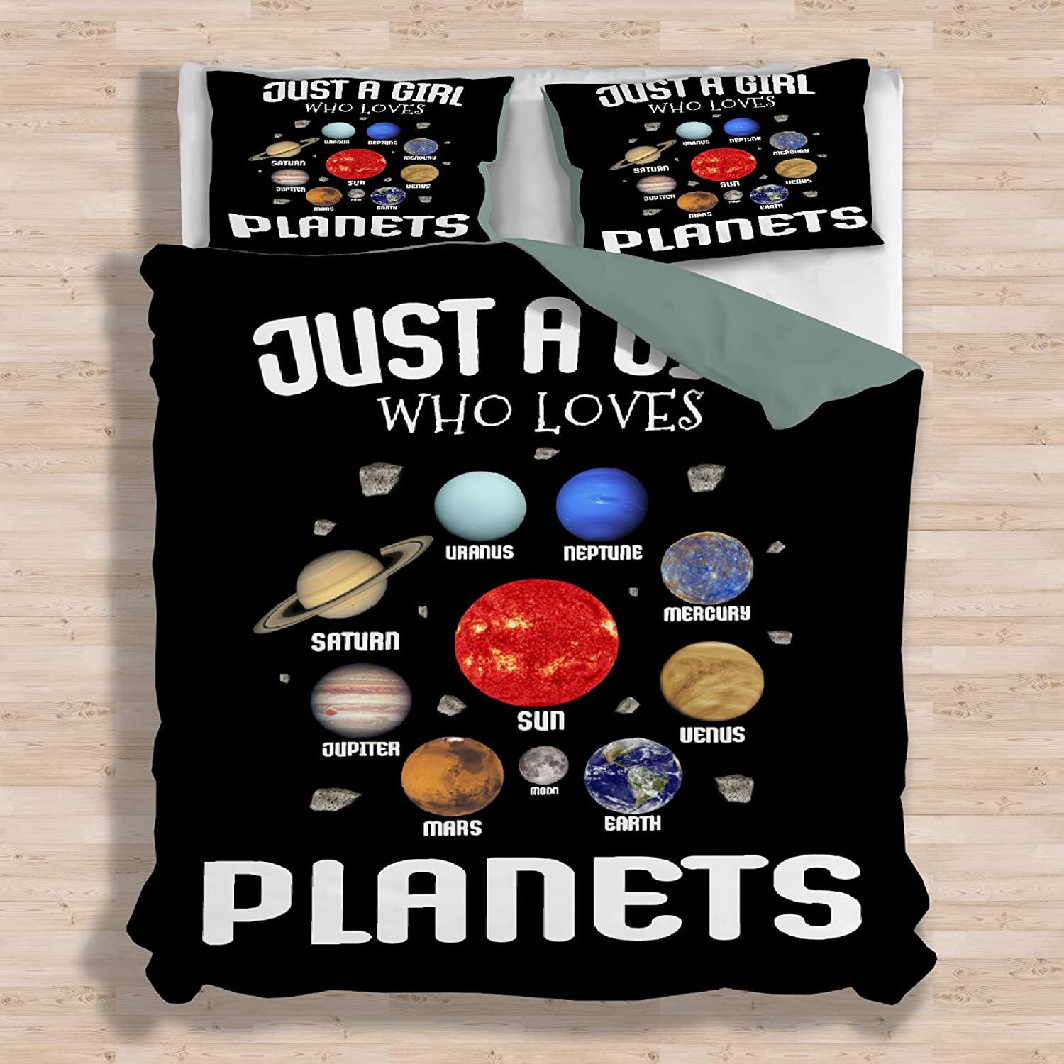 Price:$75.99 Cover Set Just A Girl Who Loves Planets,Bedding Comforter Cover Sets, Super Soft 3pc with Zipper Closure, (1 Cover Set+2 Pillow Shams) Twin Size 87x68in : Home & Kitchen