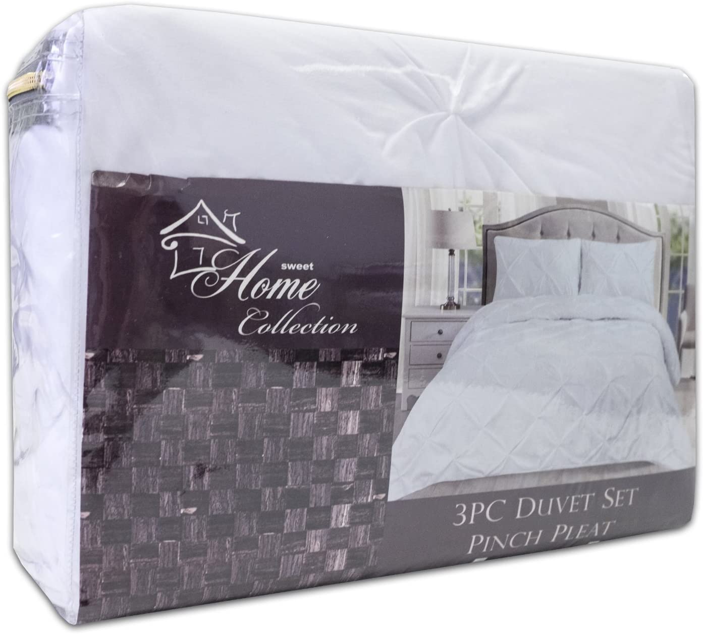 Price:$32.56 Home Collection 3 Piece Luxury Pinch Pleat Pintuck Fashion Duvet Set, Queen, White : Home & Kitchen