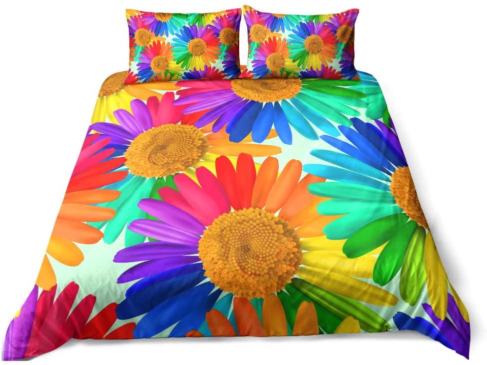 Price:$42.90 3D Bedding Set Rainbow Shine Sunflower Home Textiles Bedclothes Duvet Cover Sets 1 Duvet Cover with 2 Pillowcases (2, Queen) : Home & Kitchen