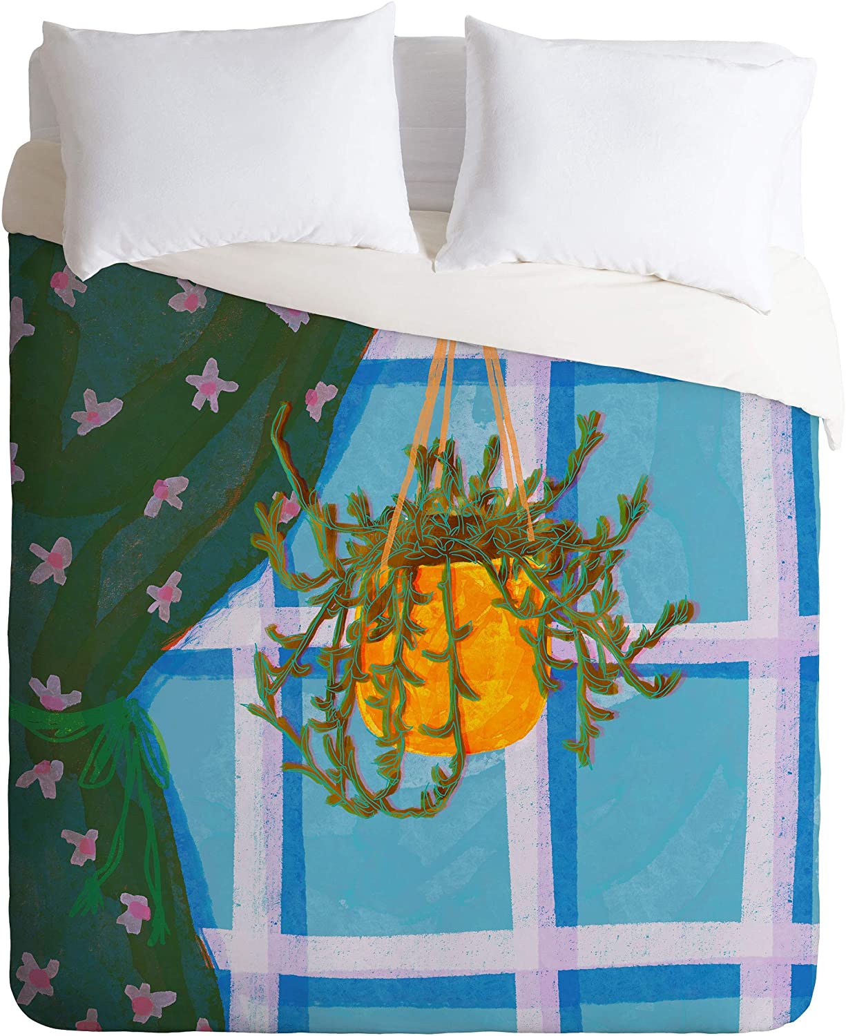 Price:$179.00 73578-dvqsek Sewzinski Plant Study Iii Duvet Set with Pillowcase(s), King, Multi : Home & Kitchen